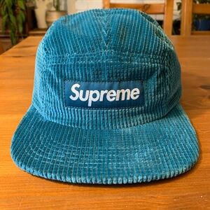Supreme Teal Waffle Corduroy Camp Cap